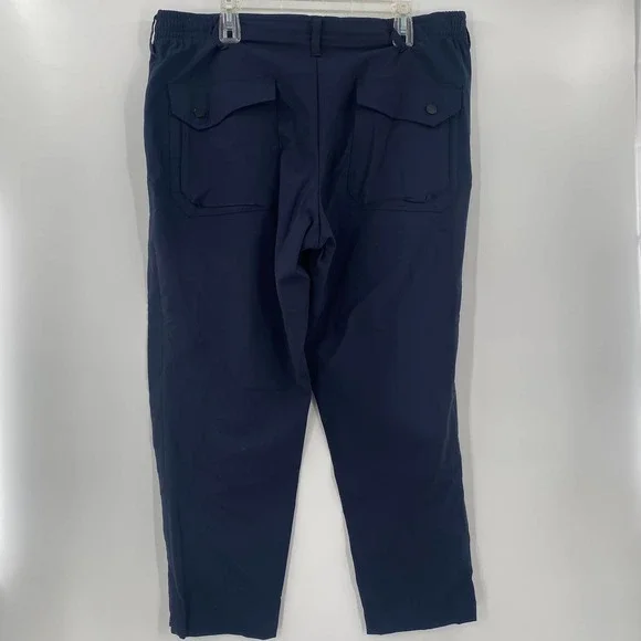 Paskho XL Navy Sanctuary Blue Drawstrings Stretch Waist Pocket Tech Travel Pants